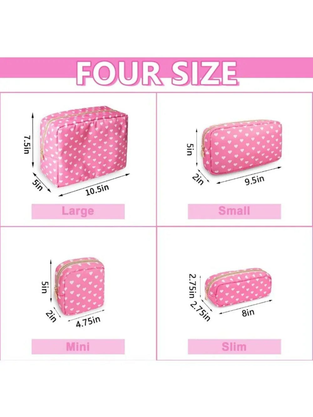 Cute Small Makeup Pouch for Purse, Waterproof Travel Toiletry Bag, Zippered